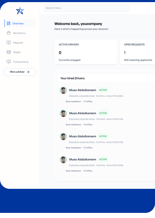 The Haya Drivers client dashboard